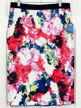 NWT Milly for Design Nation Capri Colorful Floral Midi Tube Skirt Large